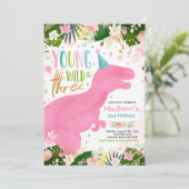 Dinosaur Young Wild and Free Dinosaur Birthday Kaart (Staand voorkant)