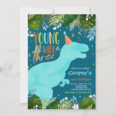 Dinosaur Young Wild en 3 Dinosaurus Verjaardagen Kaart (Voorkant)