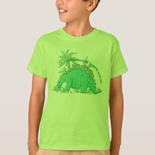 Dinosaur zegt Stegosaurus jongens limoengroen t-sh T-shirt (Voorkant)