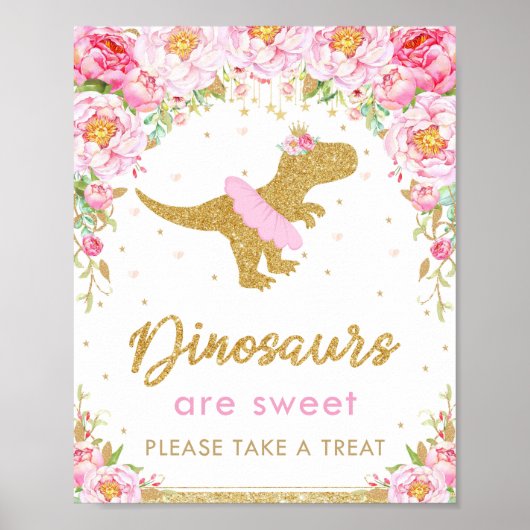 Dinosaur zijn Sweet Birthday Party T-Rex Treat Sig Poster (Voorkant)