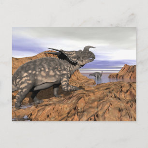 Dinosaurenlandschap - 3D-weergave Briefkaart