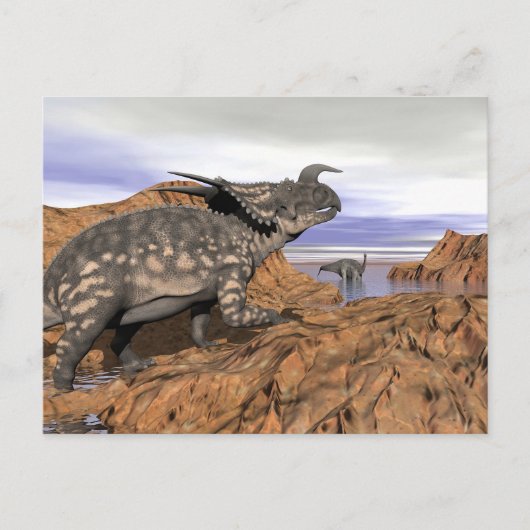 Dinosaurenlandschap - 3D-weergave Briefkaart (Voorkant)