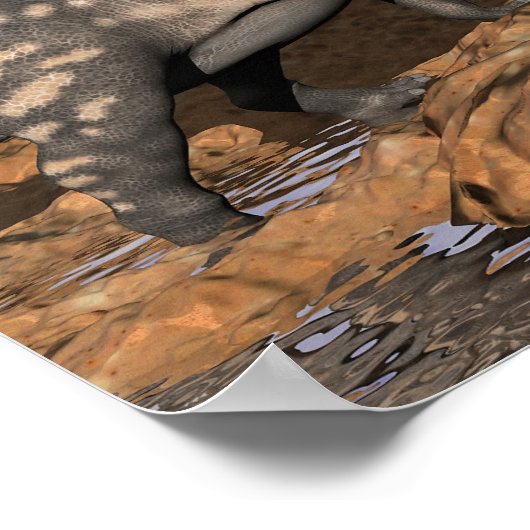 Dinosaurenlandschap - 3D-weergave Poster (Hoek)