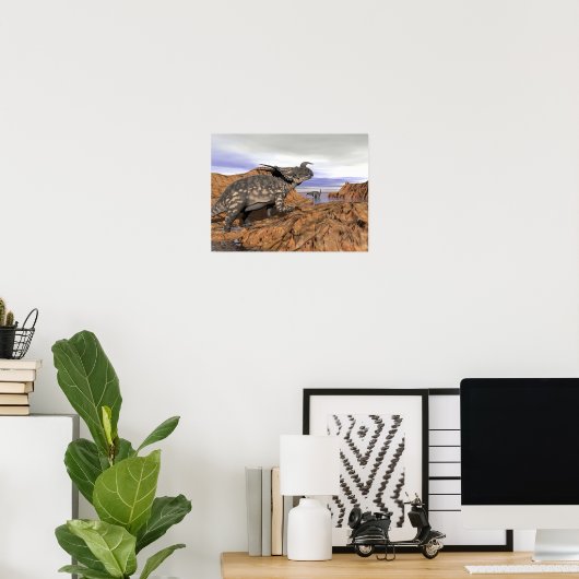 Dinosaurenlandschap - 3D-weergave Poster (Thuiskantoor)