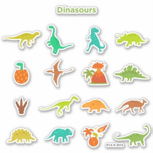 Dinosaurenpatroon Sticker (Voorkant)