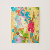 Dinosauriaanse familie. legpuzzel (Verticaal)