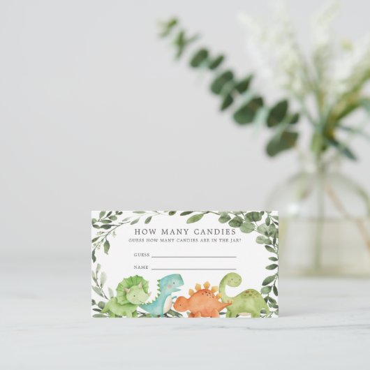 DinosauriBaby shower raad hoeveel Snoepjes Informatiekaartje (Staand voorkant)