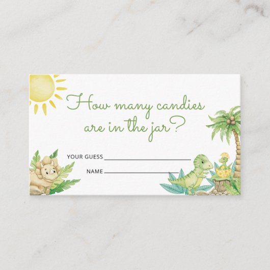 DinosauriBaby shower raad hoeveel Snoepjes Informatiekaartje (Voorkant)