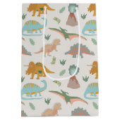 Dinosaurië kids handgetekend boho dinosaurus patro medium cadeauzakje (Achterkant)