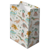 Dinosaurië kids handgetekend boho dinosaurus patro medium cadeauzakje (Achterkant Gekanteld)