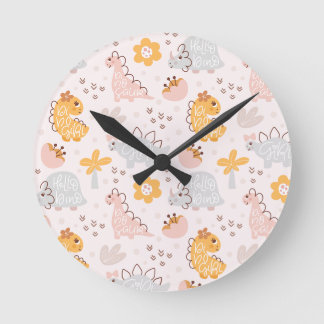 dinosauriënpatern dat elk kind zal aanspreken ronde klok