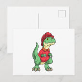 Dinosauriër als brandweerman met brandweerhelm briefkaart (Voorkant / Achterkant)