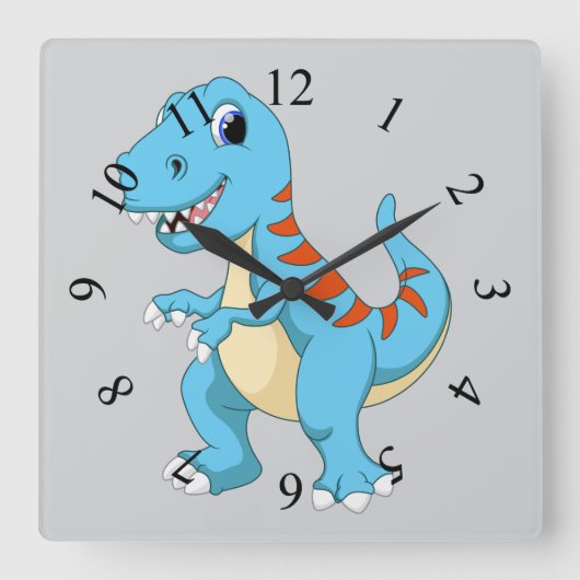 Dinosauriër cartoon vierkante klok (Voorkant)