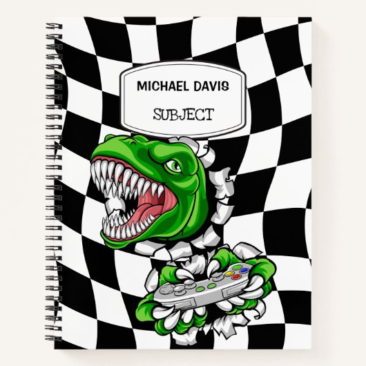 Dinosauriër Gamer Houdt Videogames Controller Vast Notitieboek (Voorkant)