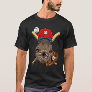 Dinosauriër honkbalspeler Rex werper Catcher Coach T-shirt