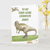 Dinosauriër Kleuterschool Afgestudeerde Kleinzoon Kaart (Gele Bloem)