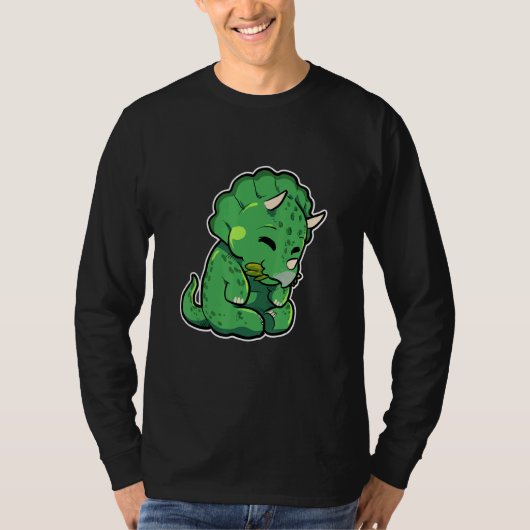 Dinosauriër Liefhebber Schattige Triceratops T-shirt (Voorkant)