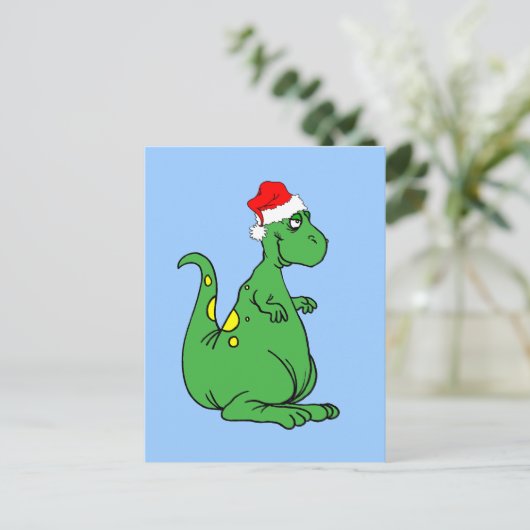 dinosauriër Santa Feestdagenkaart (Staand voorkant)