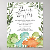 Dinosauriërs Baby shower Diaper Thoughts Sign Poster (Voorkant)