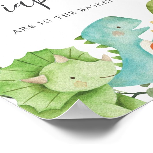 Dinosauriërs Baby shower, raad hoeveel luiers er o Poster (Hoek)