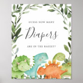Dinosauriërs Baby shower, raad hoeveel luiers er o Poster (Voorkant)