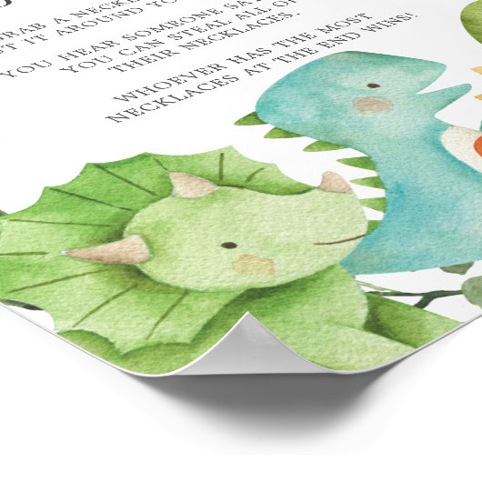 Dinosauriërs Baby shower Zeg geen Baby Poster (Hoek)