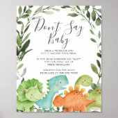 Dinosauriërs Baby shower Zeg geen Baby Poster (Voorkant)