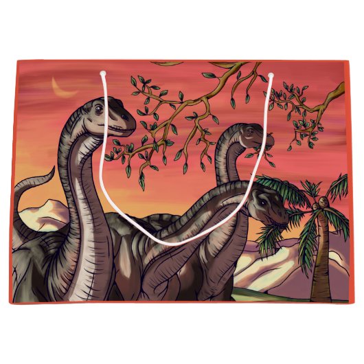 Dinosauriërs bij schemering groot cadeauzakje (Voorkant)