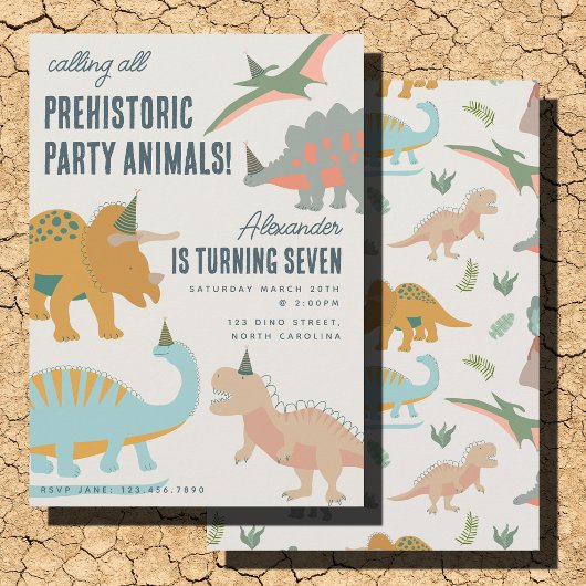 Dinosauriërs Boho Prehistorisch Feest Dieren Verja Kaart