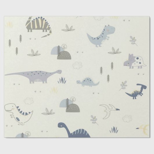 Dinosauriërs die cadeaupapier verpakken voor kinde (Vlak)