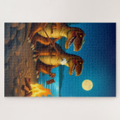 Dinosauriërs die marshmallows roosteren legpuzzel (Horizontaal)