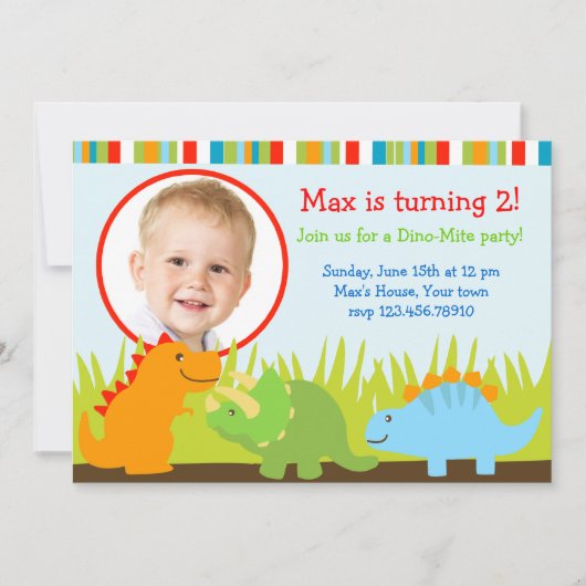 Dinosauriërs Dino Foto van Birthday Party Kaart (Voorkant)