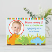 Dinosauriërs Dino Foto van Birthday Party Kaart (Staand voorkant)