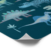 Dinosauriërs Donkergroen Poster (Hoek)
