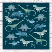 Dinosauriërs Donkergroen Poster