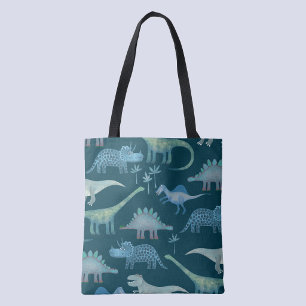 Dinosauriërs Donkergroen Tote Bag