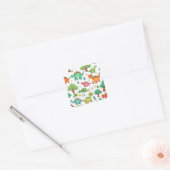 Dinosauriërs en bomen patroon wit vierkante sticker (Envelop)