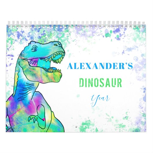 Dinosauriërs gepersonaliseerde kleurrijke Kinder a Kalender (Hoes)