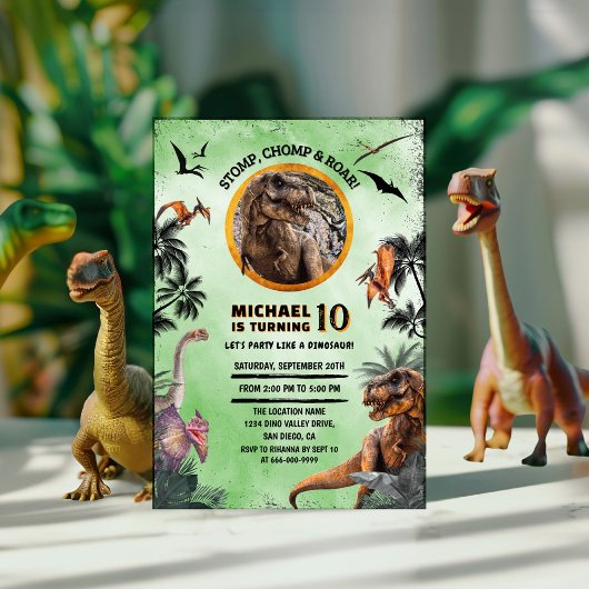 Dinosauriërs Jurassic Verjaardagsfeest Stomp Kauwe Kaart