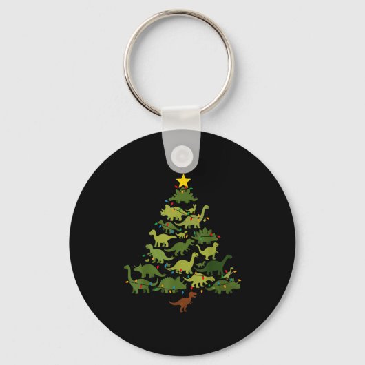 Dinosauriërs Kerstboom Merry Dinomas Grappige Fami Sleutelhanger (Voorkant)