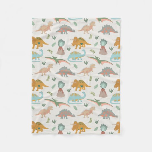 Dinosauriërs Kinderen Hand Getekende Boho Dinosaur Fleece Deken (Voorkant)