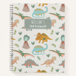 Dinosauriërs Kinderen Handgetekende Boho Dinosauri Notitieboek