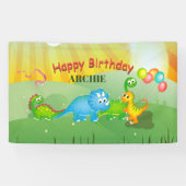 Dinosauriërs kleurrijke ballonnen Kinder groene ve Spandoek (Horizontaal)