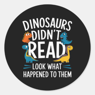 Dinosauriërs las niet grappige leraar kinderen ronde sticker
