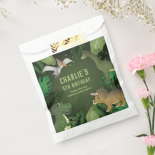 Dinosauriërs met groene Planten Dank u wel Bedankzakje (Gezegeld)