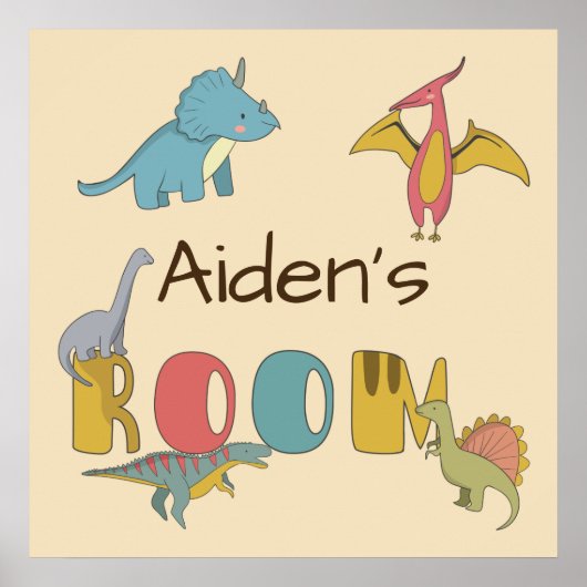 Dinosauriërs Naam van het Kind Gepersonaliseerd Poster (Voorkant)