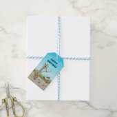 Dinosauriërs ontmoeten de Steentijd Cadeaulabel (Met Touw)