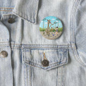 Dinosauriërs ontmoeten de Steentijd Ronde Button 5,7 Cm (In situ)