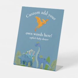 Dinosauriërs oversteken, baby shower aangepast bor reclamebord met voetstuk