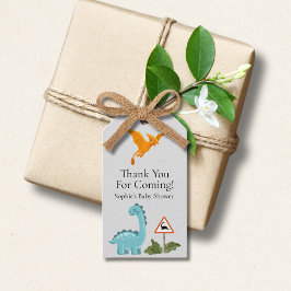 Dinosauriërs Overstekende Voetafdruk Baby Shower Cadeaulabel